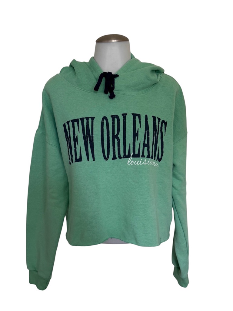 New Orleans Women’s Cropped Hoodie In Mint Green Large